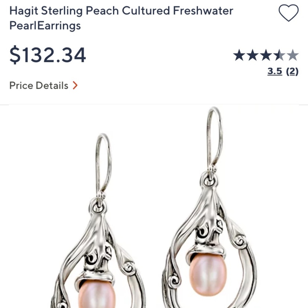 Hagit Sterling Peach Cultured Freshwater Pearl Earrings silver - Picture 4 of 4